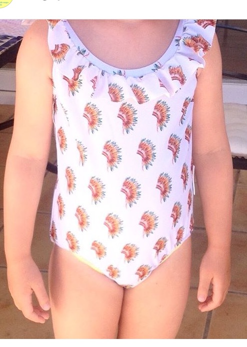 girls custom ruffle neck swimsuit 